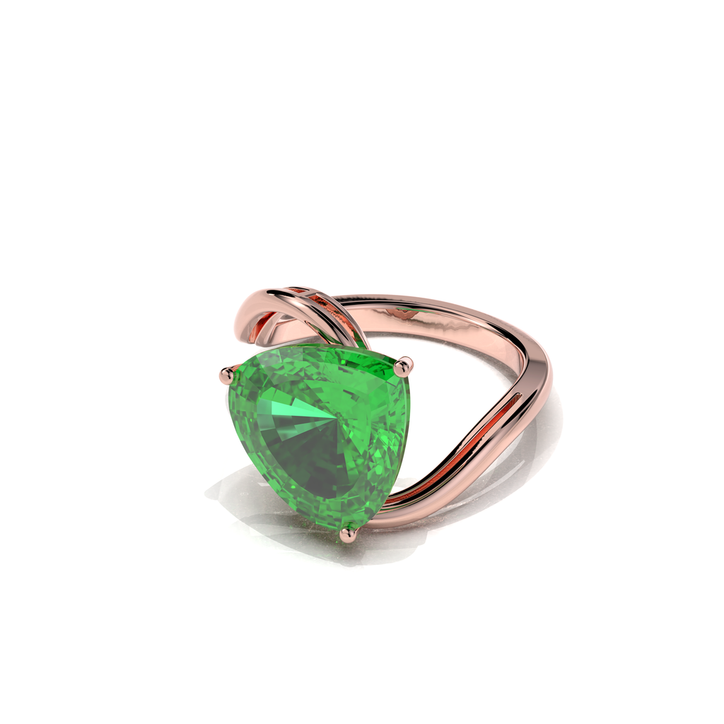 Poppy - 18K Gold Trillion-Cut Natural Peridot Open Wave Ring | Yellow, White & Rose Gold