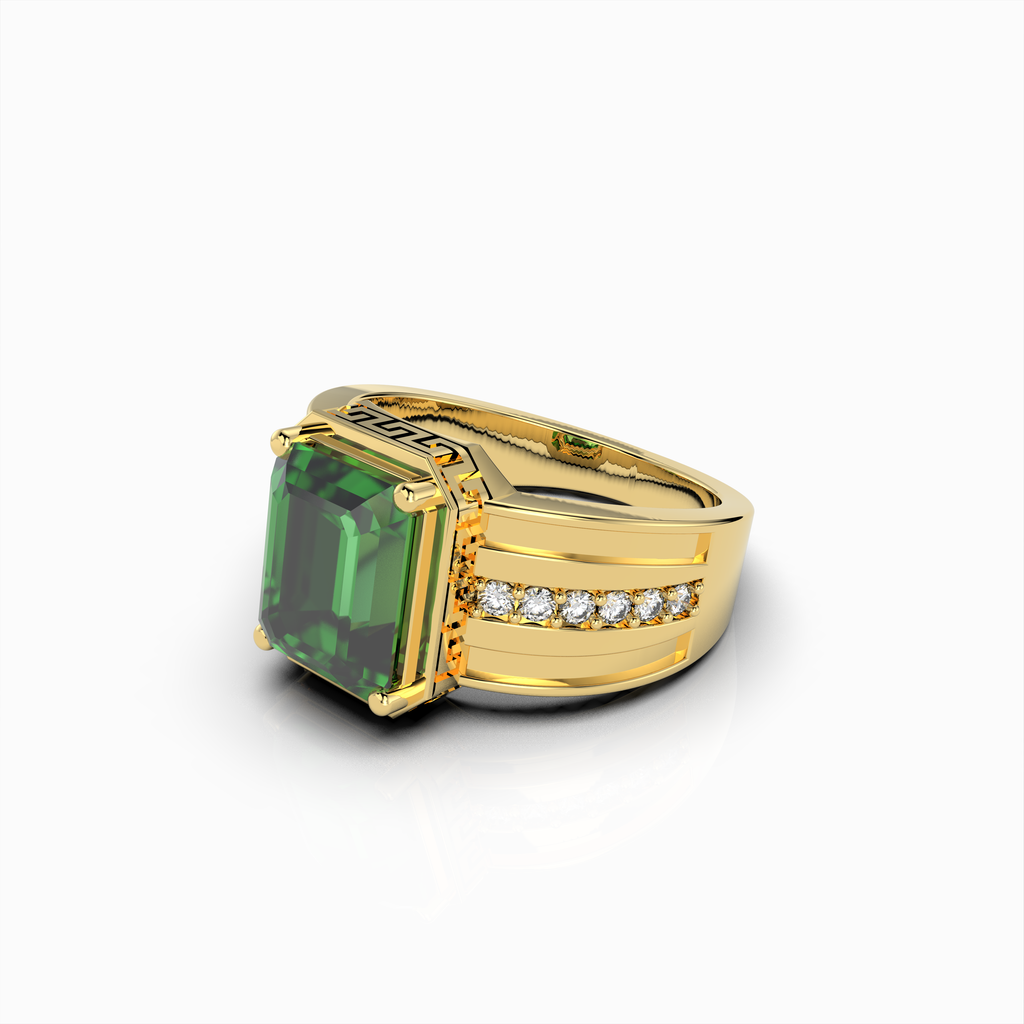Lottie - Bold Green Tsavorite Garnet Statement Ring in 18K Gold with Moissanite Accents