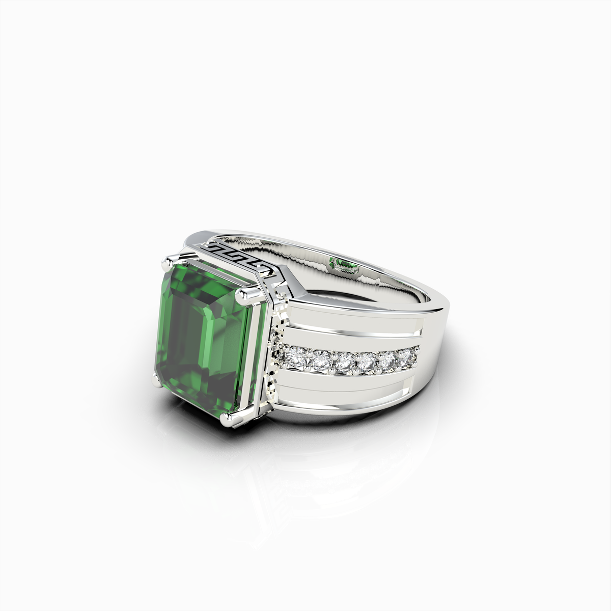 Lottie - Bold Green Tsavorite Garnet Statement Ring in 18K Gold with Moissanite Accents