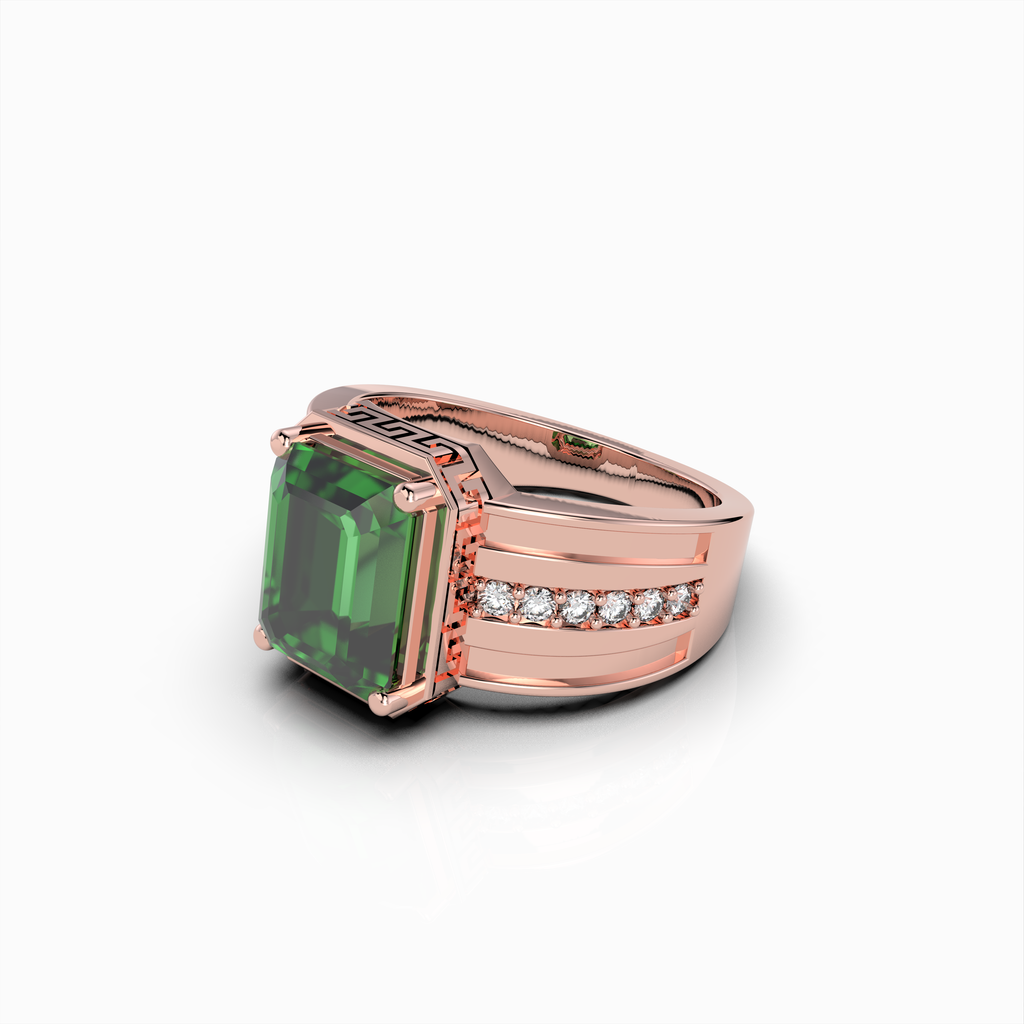 Lottie - Bold Green Tsavorite Garnet Statement Ring in 18K Gold with Moissanite Accents