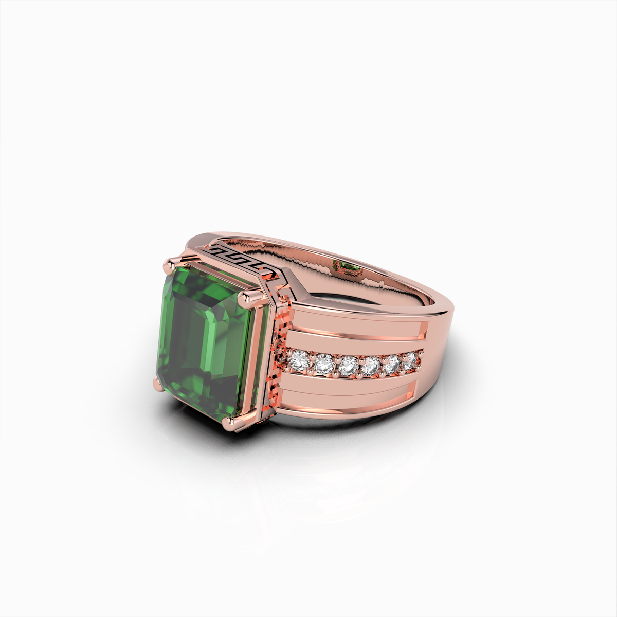 Lottie - Bold Green Tsavorite Garnet Statement Ring in 18K Gold with Moissanite Accents