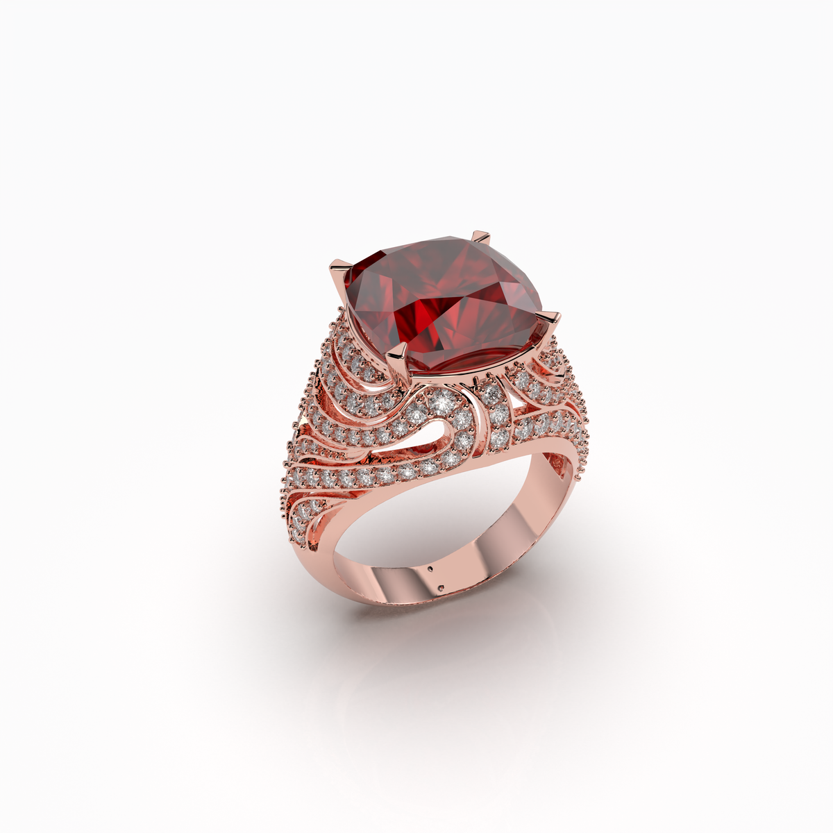 Maeve - 18K Gold Regal Ruby & Moissanite Statement Ring | Available in Yellow, White & Rose Gold