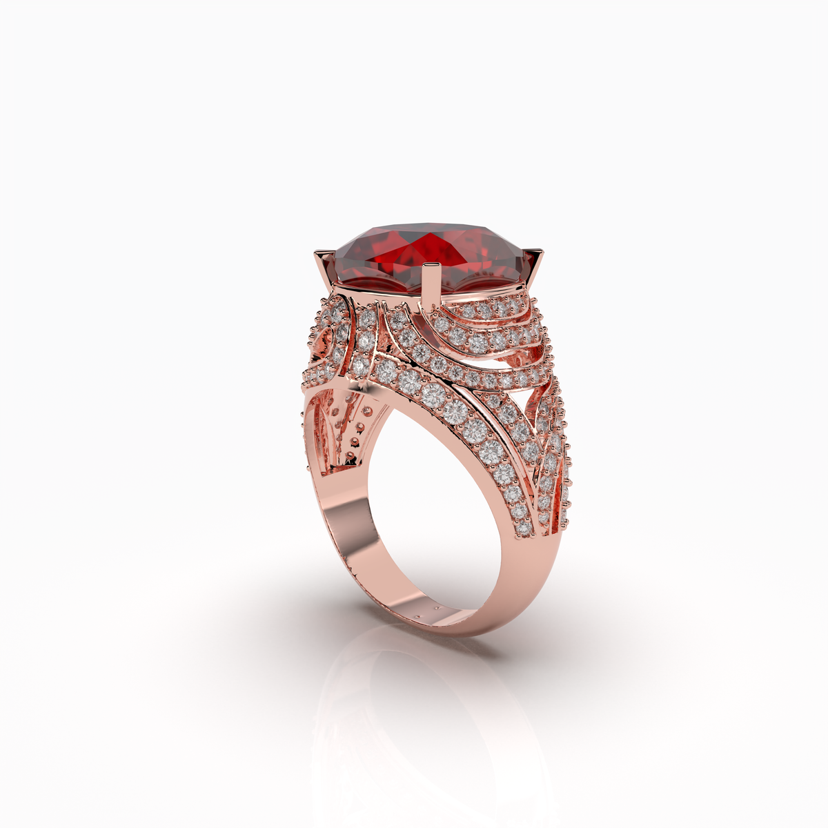 Maeve - 18K Gold Regal Ruby & Moissanite Statement Ring | Available in Yellow, White & Rose Gold