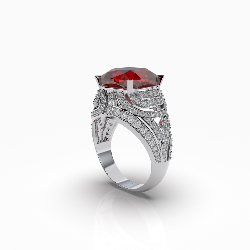 Maeve - 18K Gold Regal Ruby & Moissanite Statement Ring | Available in Yellow, White & Rose Gold