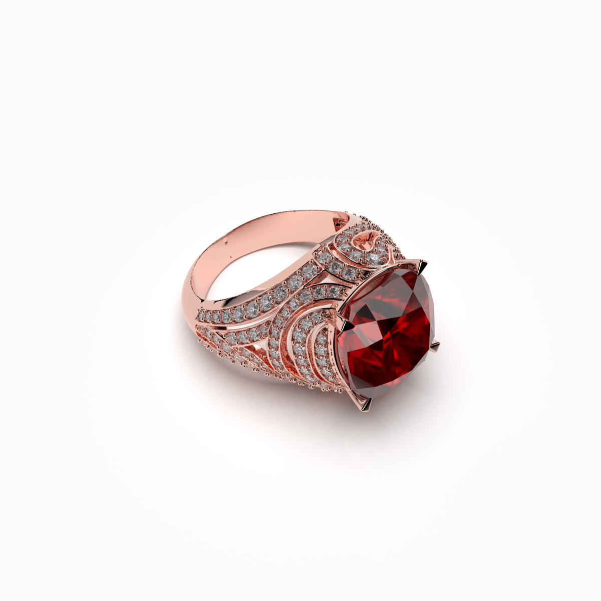 Maeve - 18K Gold Regal Ruby & Moissanite Statement Ring | Available in Yellow, White & Rose Gold