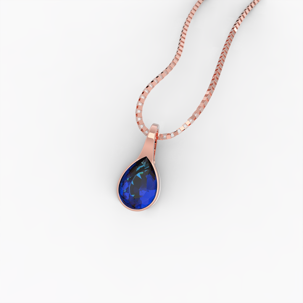 Blue Sapphire Pendant - Elmira - Rose Gold
