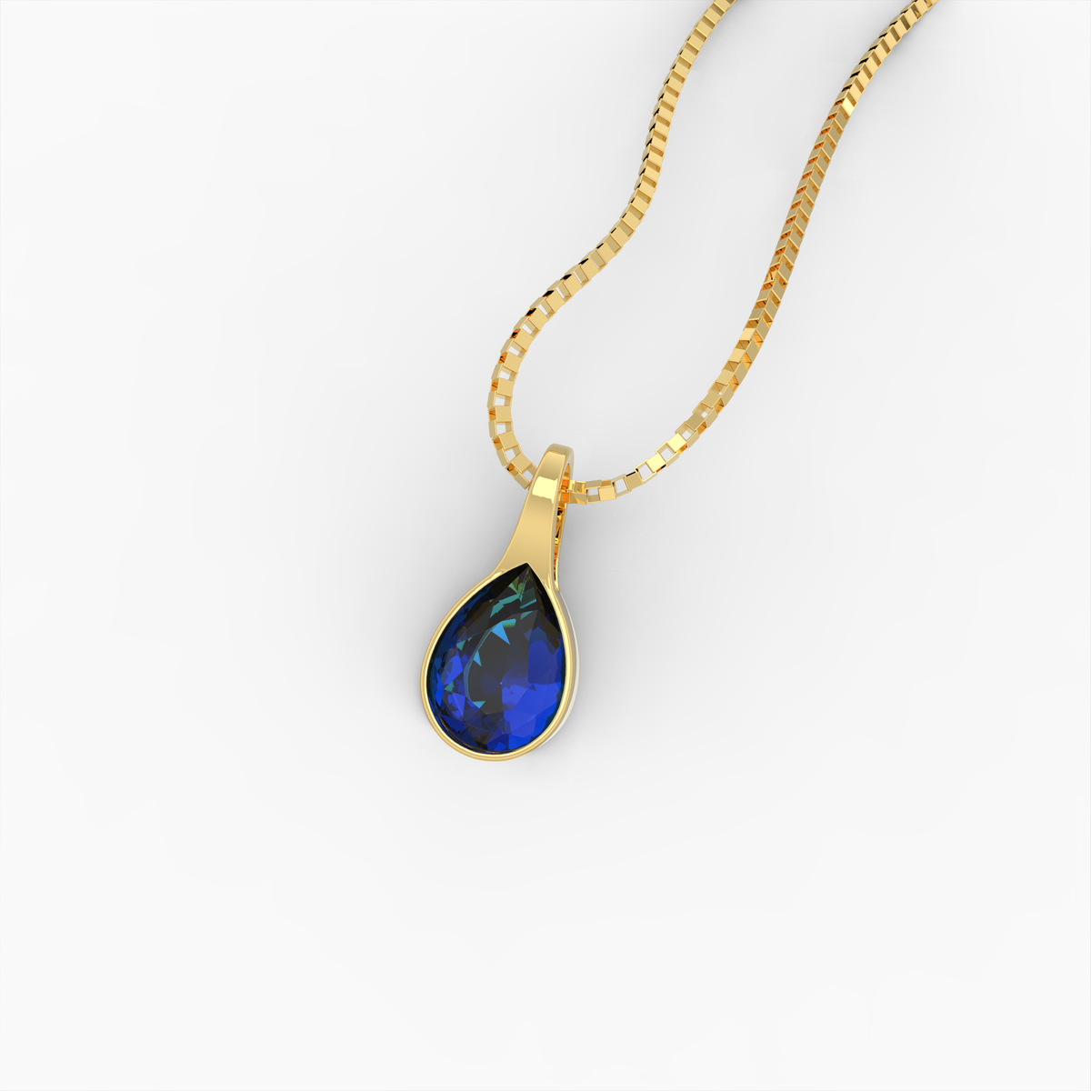 Blue Sapphire Pendant - Assol - Yellow Gold