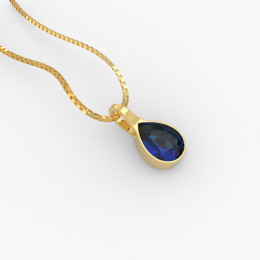 Blue Sapphire Pendant - Assol - Yellow Gold