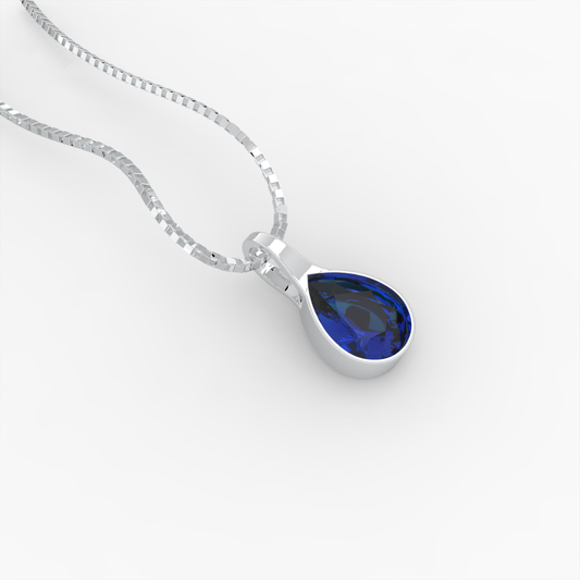 Blue Sapphire Pendant - Liliya - Silver 925