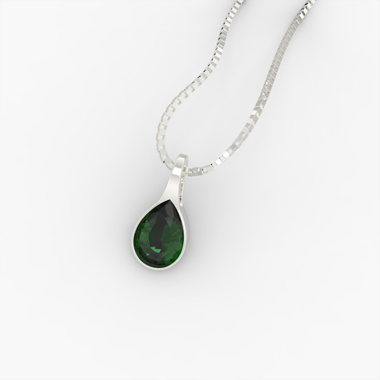 Emerald Pendant - Ulyana - White Gold