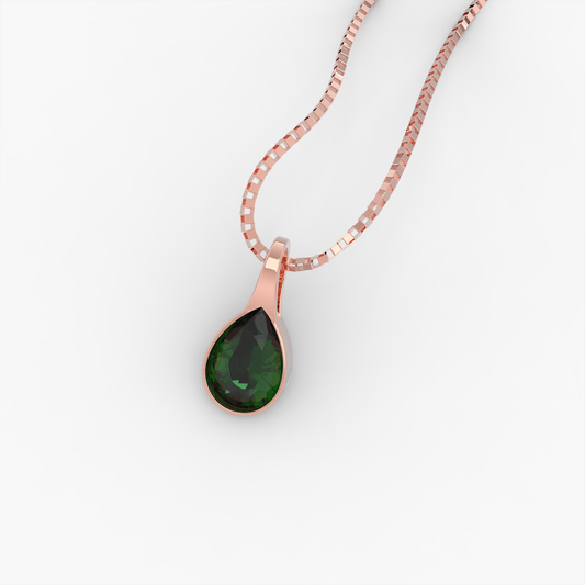 Emerald Pendant - Ofeliya - Rose Gold