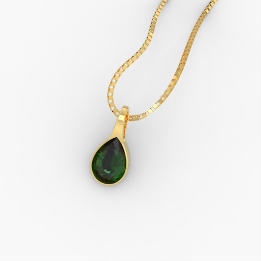 Emerald Pendant - Motya - Yellow Gold