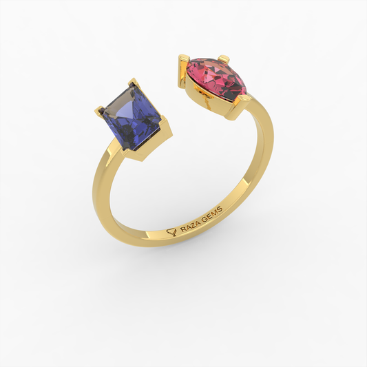 Ruby and Blue Sapphire Rings - Agnia - Yellow Gold