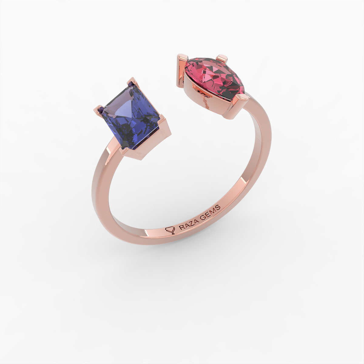 Ruby and Blue Sapphire Rings - Aksinia - Rose Gold