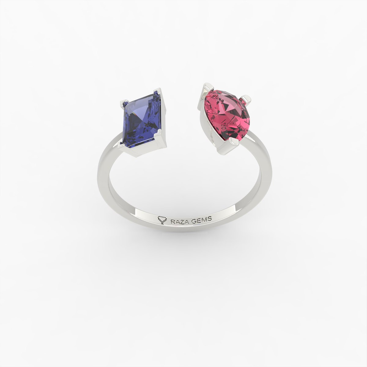 Ruby and Blue Sapphire Rings - Ariadna - White Gold