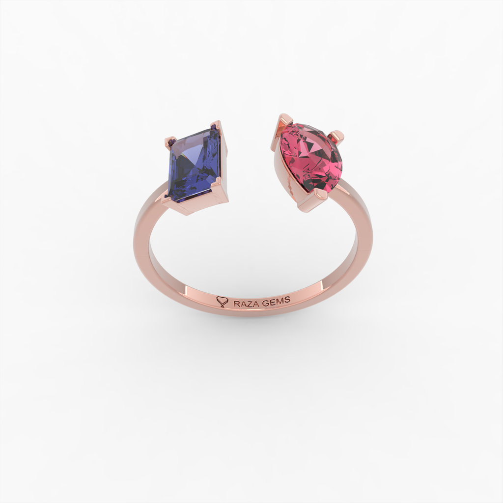 Ruby and Blue Sapphire Rings - Aksinia - Rose Gold