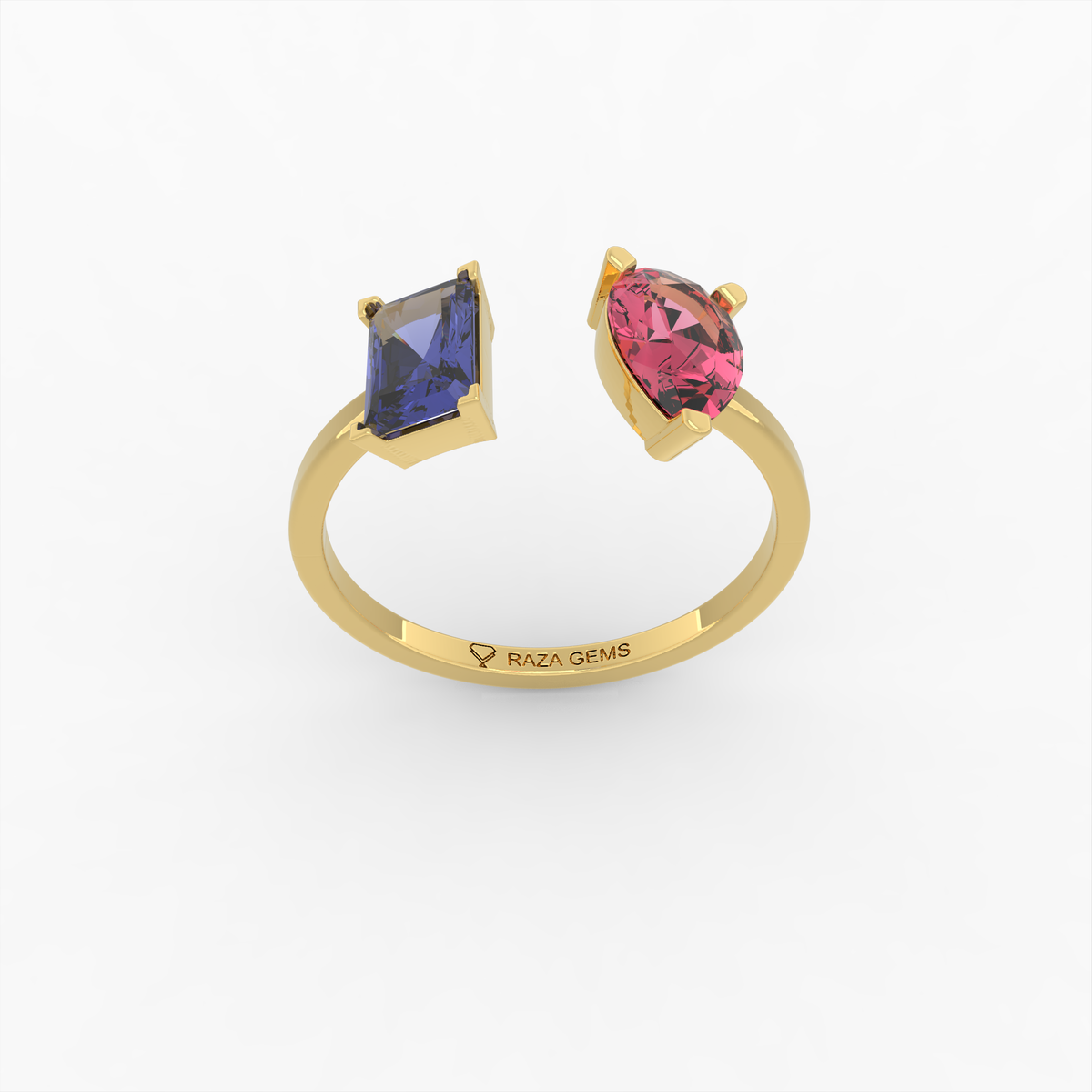 Ruby and Blue Sapphire Rings - Agnia - Yellow Gold