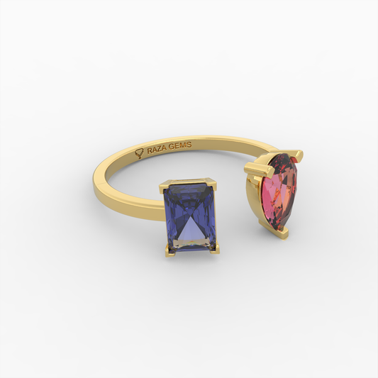 Ruby and Blue Sapphire Rings - Agnia - Yellow Gold