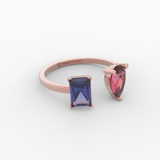 Ruby and Blue Sapphire Rings - Aksinia - Rose Gold