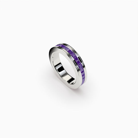 Natural Purple Amethyst Ring (360 Rotating Stones) - Hadley