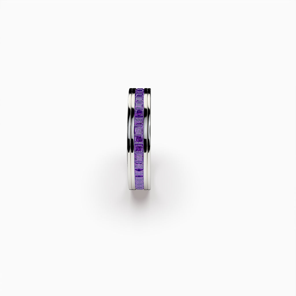 Natural Purple Amethyst Ring (360 Rotating Stones) - Hadley