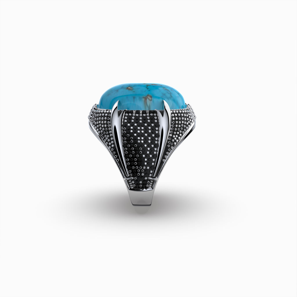 Natural Feroza Ring for Men in Silver - Ashley