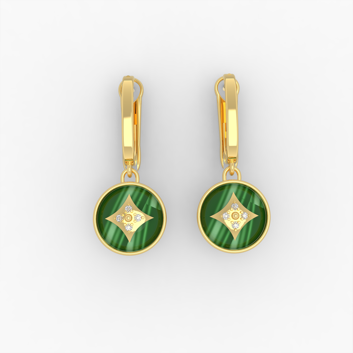 Natural Malachite Earrings for Women - Lidiya - 18K Gold