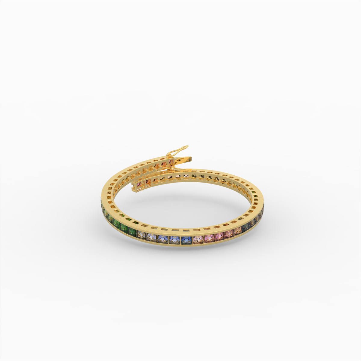 Natural Multi Sapphire Bracelet for Women - 18K Yellow Gold - Oksana