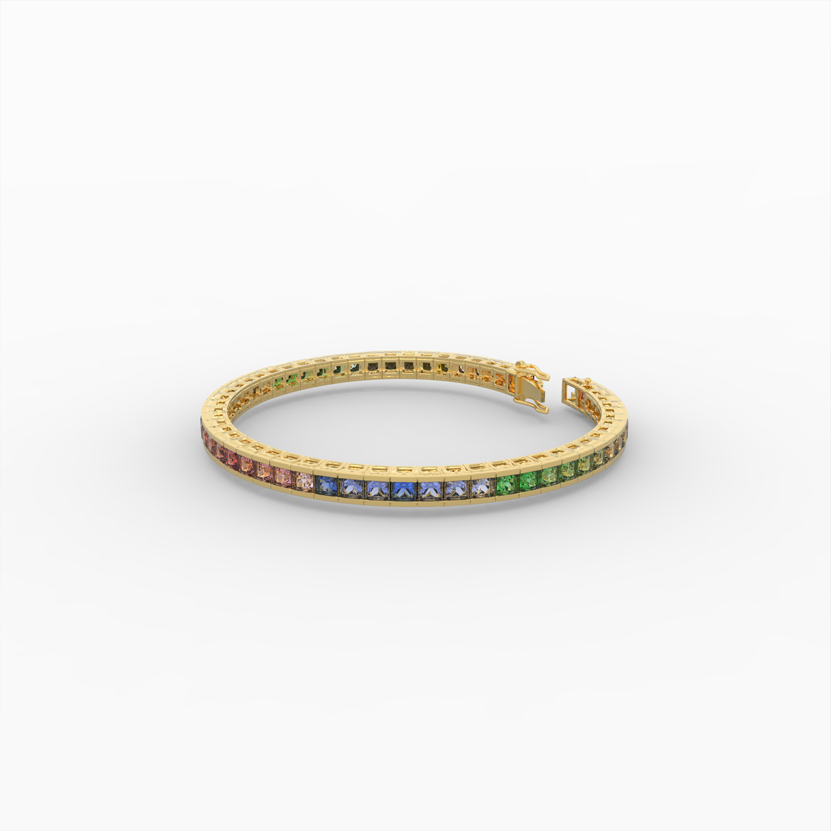 Natural Multi Sapphire Bracelet for Women - 18K Yellow Gold - Oksana
