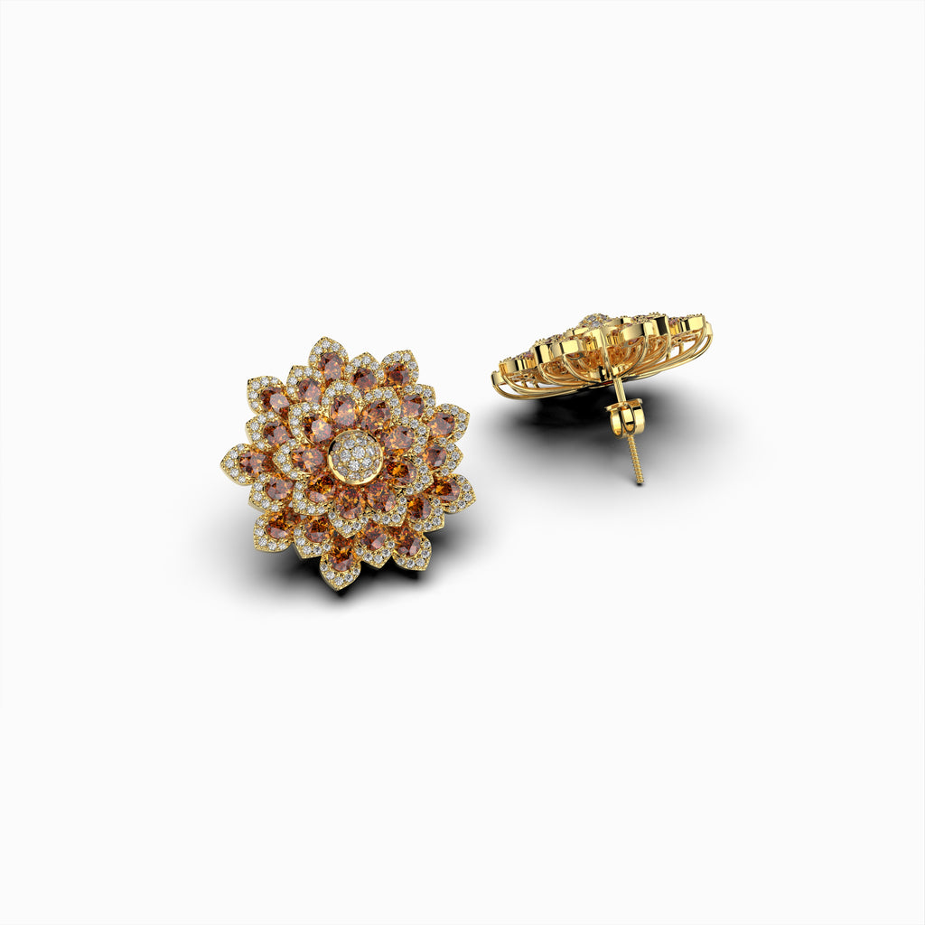 Natural Hessonite Stone Earring