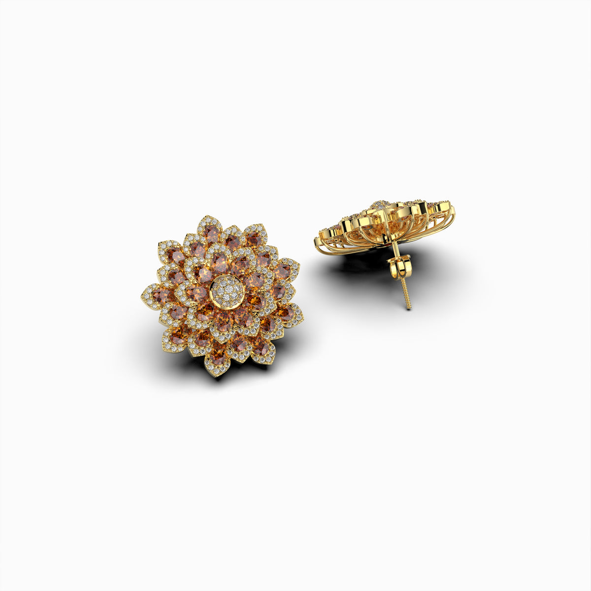 Natural Hessonite Stone Earring