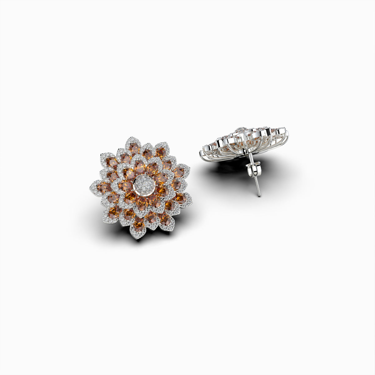 Natural Hessonite Stone Earring