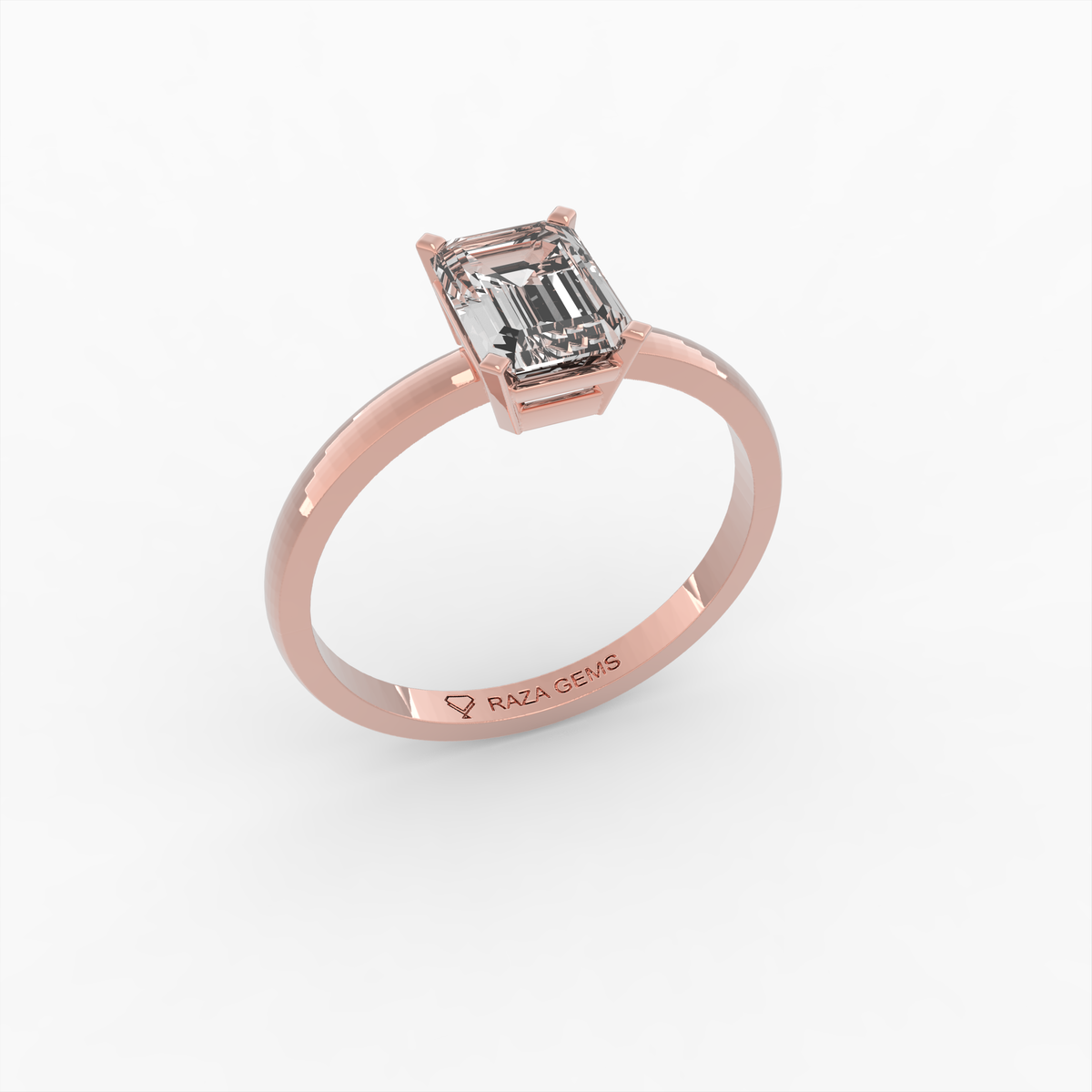 2 Carat Natural Diamond Ring in Emerald Cut - Emiliya