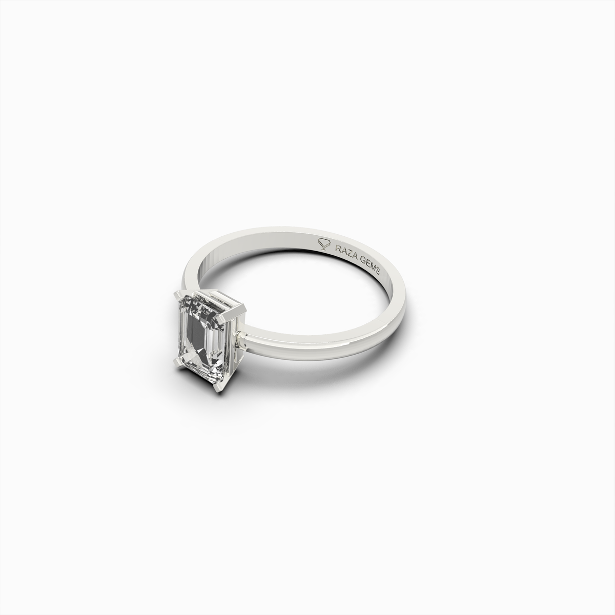 2 Carat Natural Diamond Ring in Emerald Cut - Emiliya