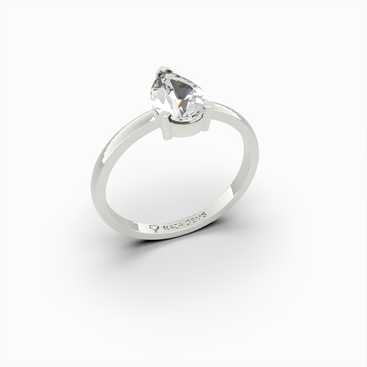 2 Carat Natural Diamond Ring in Pear Cut - Mila