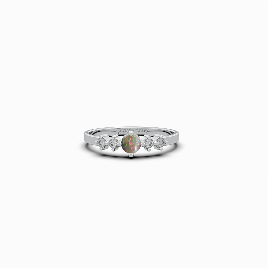 Natural Opal Ring Round Shape - Azaliya