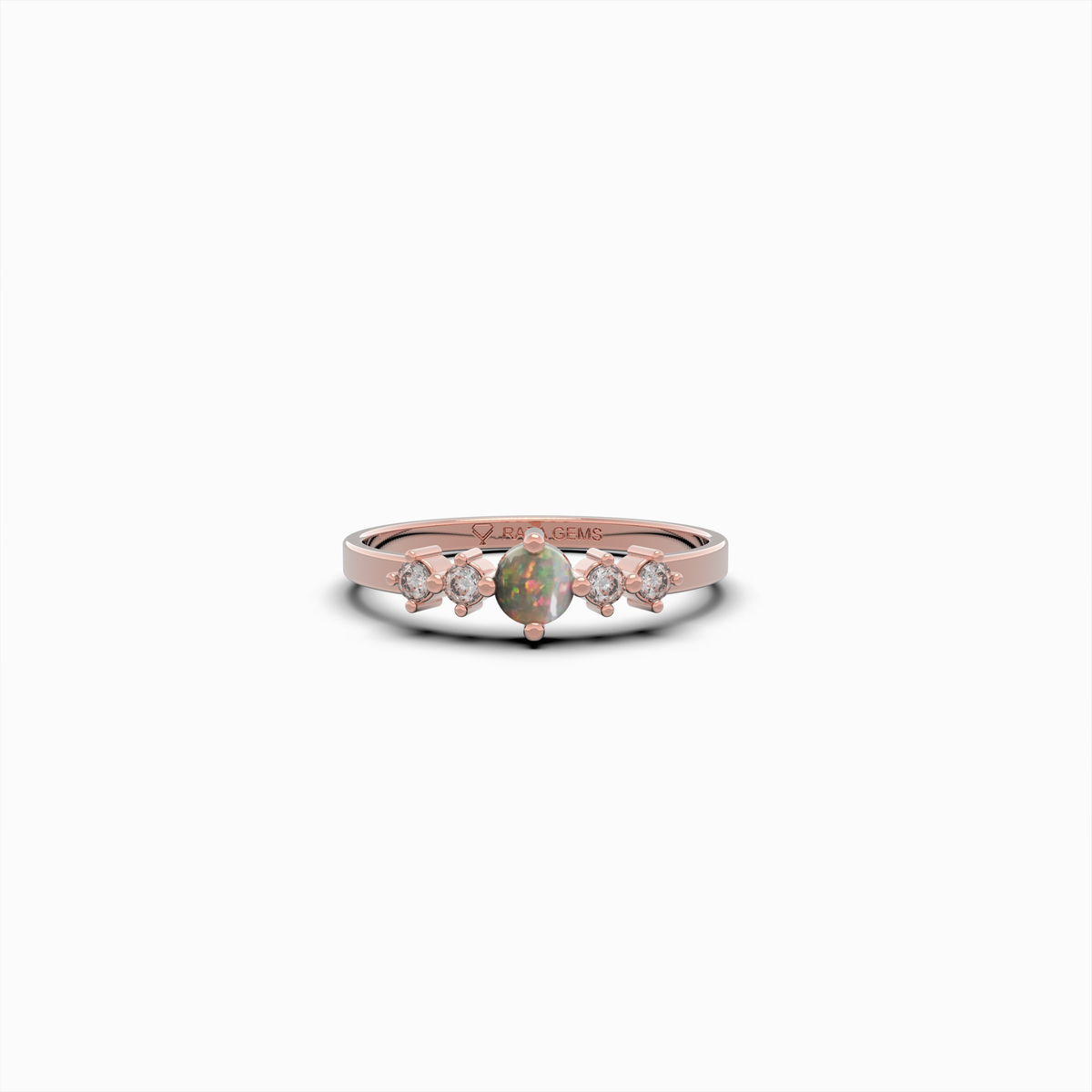 Natural Opal Ring Round Shape - Azaliya