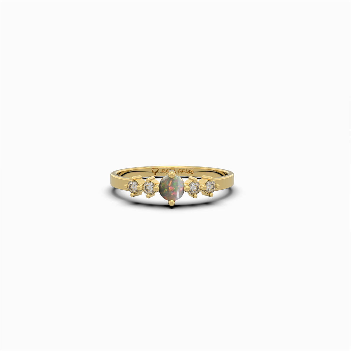 Natural Opal Ring Round Shape - Azaliya
