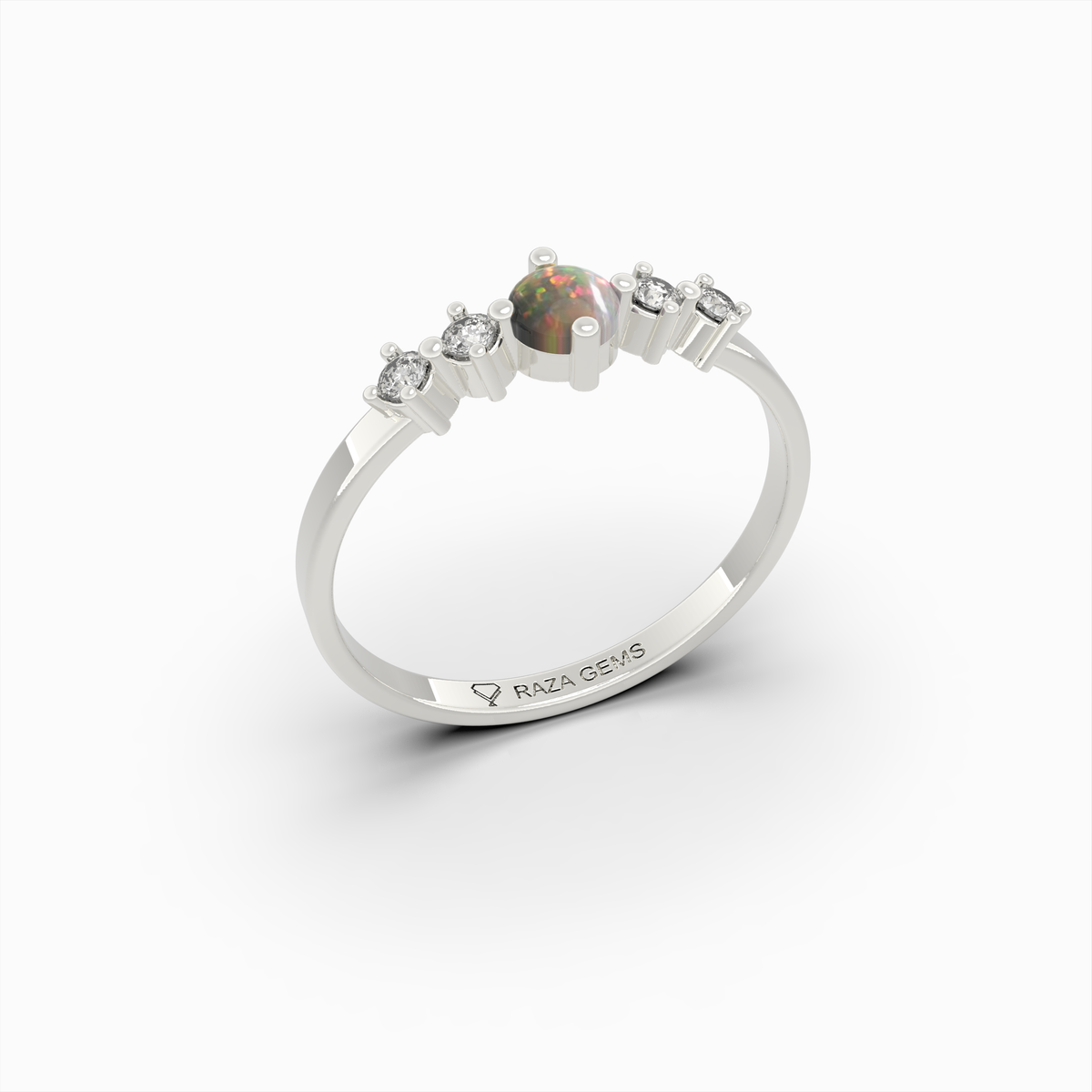 Natural Opal Ring Round Shape - Azaliya