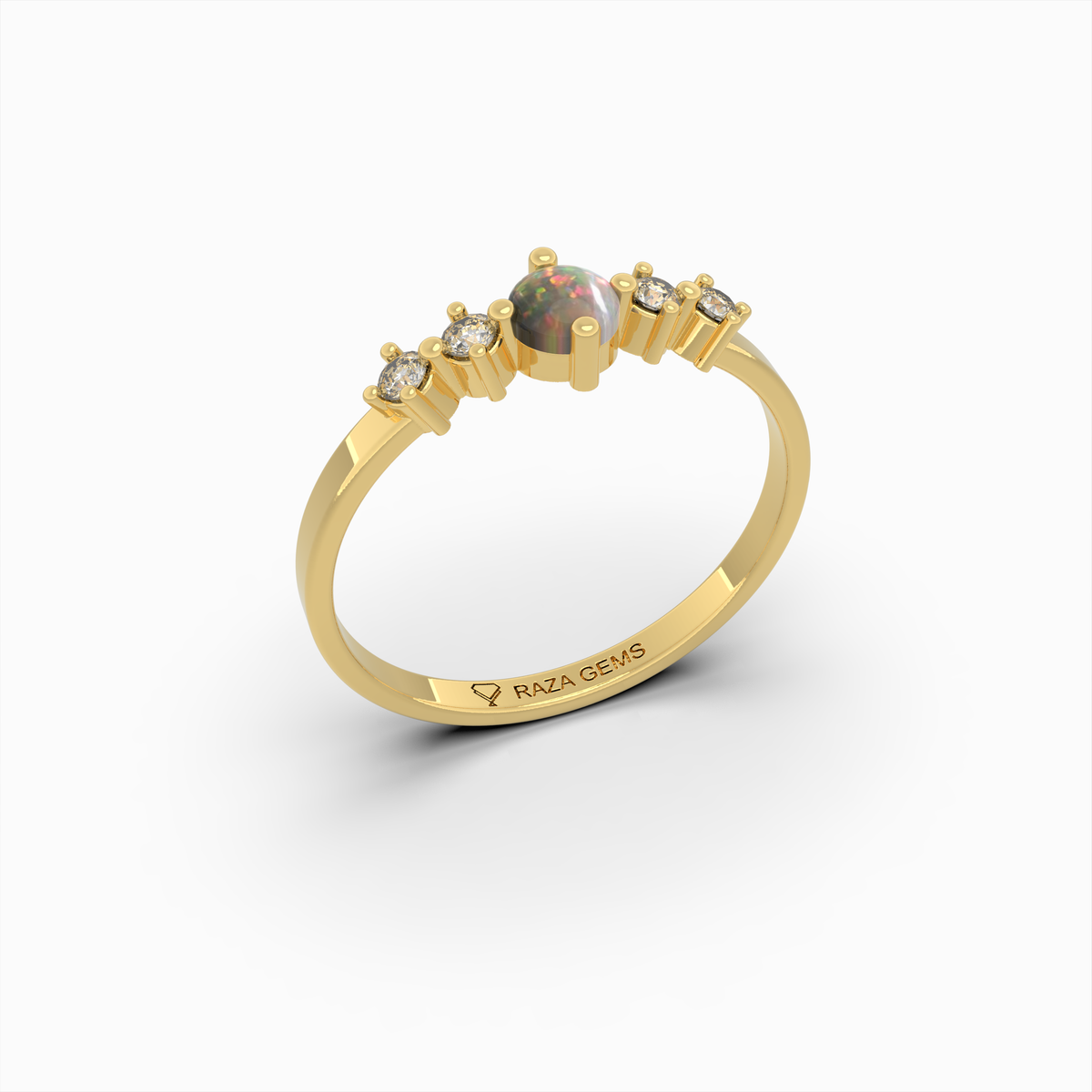 Natural Opal Ring Round Shape - Azaliya