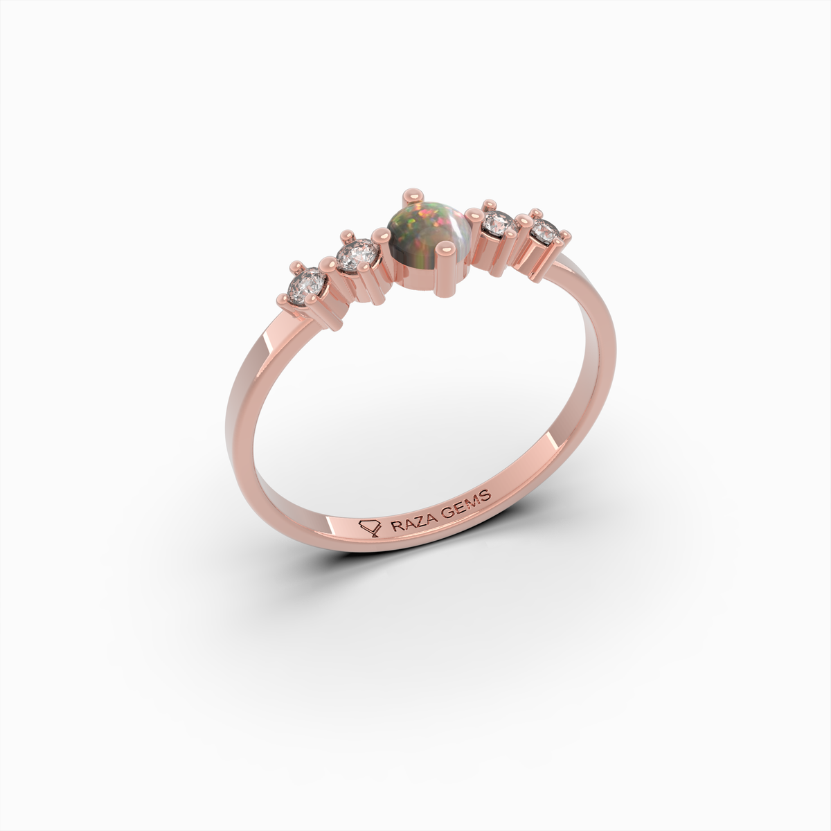 Natural Opal Ring Round Shape - Azaliya