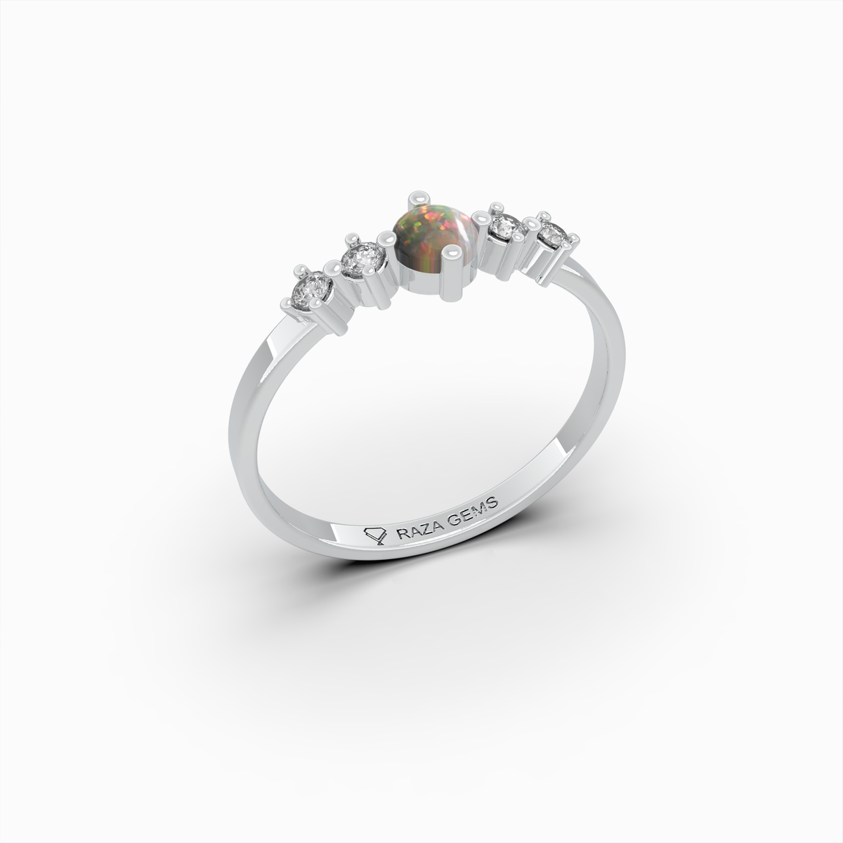 Natural Opal Ring Round Shape - Azaliya