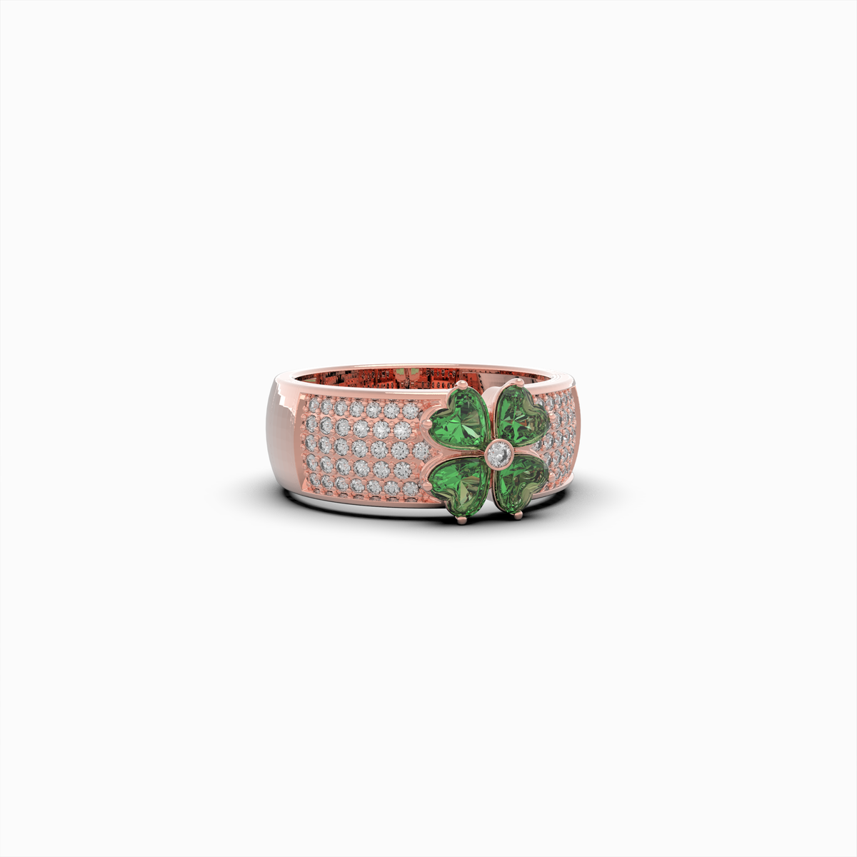 Natural Emerald Stone Ring With Natural Diamonds - Anastasia