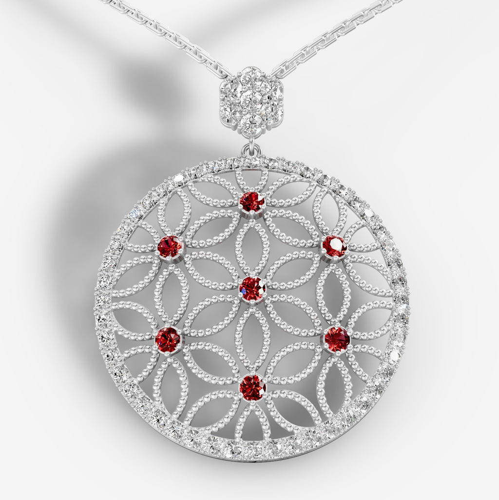 Natural Diamond and Ruby Cocktail Pendant – 18K Gold | 6.5 Grams
