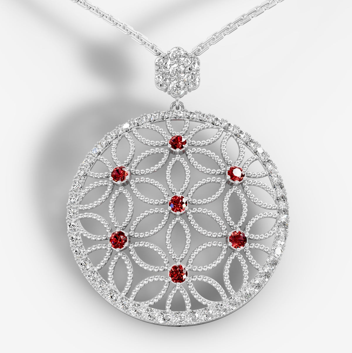 Natural Diamond and Ruby Cocktail Pendant – 18K Gold | 6.5 Grams