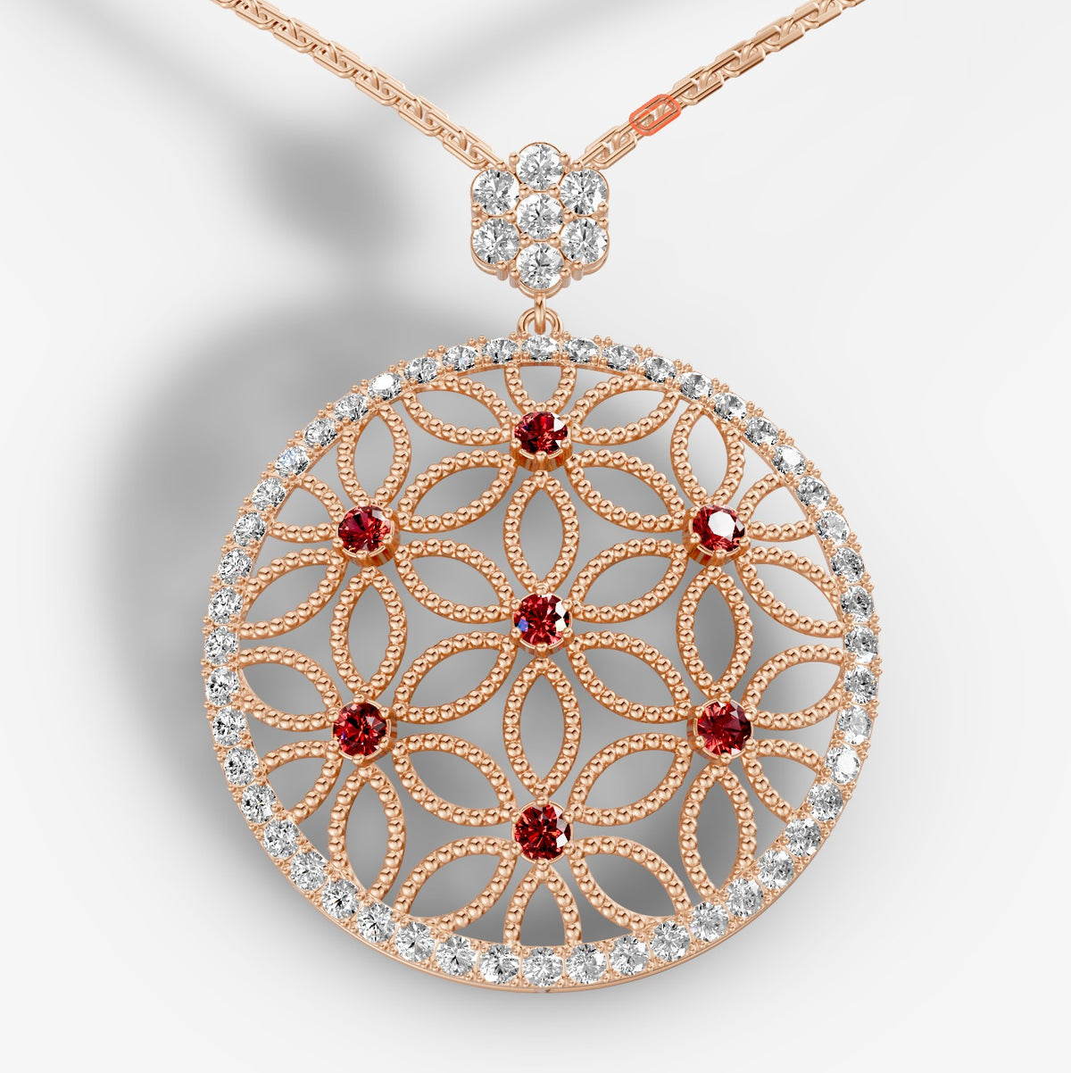 Natural Diamond and Ruby Cocktail Pendant – 18K Gold | 6.5 Grams