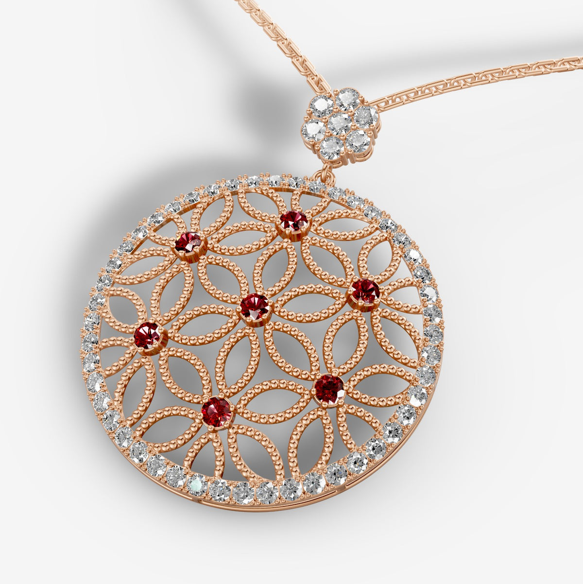Natural Diamond and Ruby Cocktail Pendant – 18K Gold | 6.5 Grams